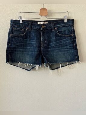 J Brand Blue Rio Distressed Frayed Hem Mid-Rise Jean Shorts Size 28